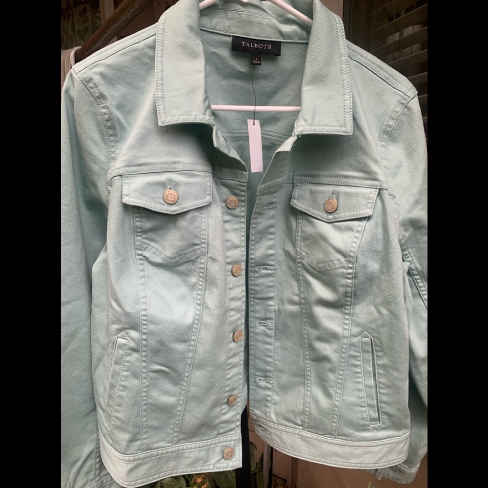 Talbots Denim Jean Jacket in Mint Color- Size L